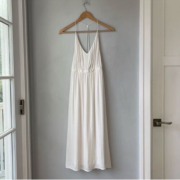 Kimchi Blue White Silky T Strap Midi Dress - Picture 2 of 10